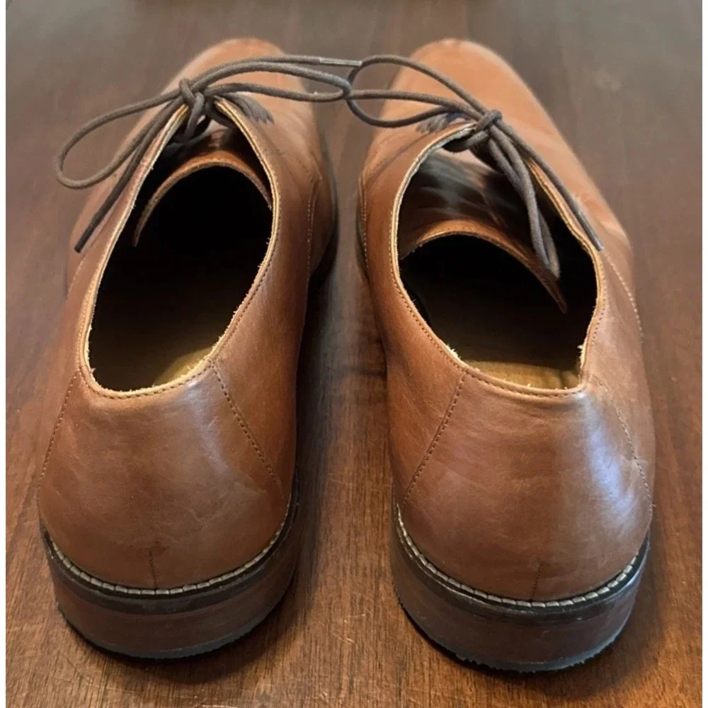 14th & Union Mens 15M Brown Leather Plain Toe Derby Dress Shoes Made Brazil